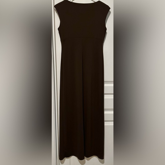 Vtg BCBGMaxAzria Collection Sleeveless Chocolate Brown V-neck Column Gown - Picture 3 of 6
